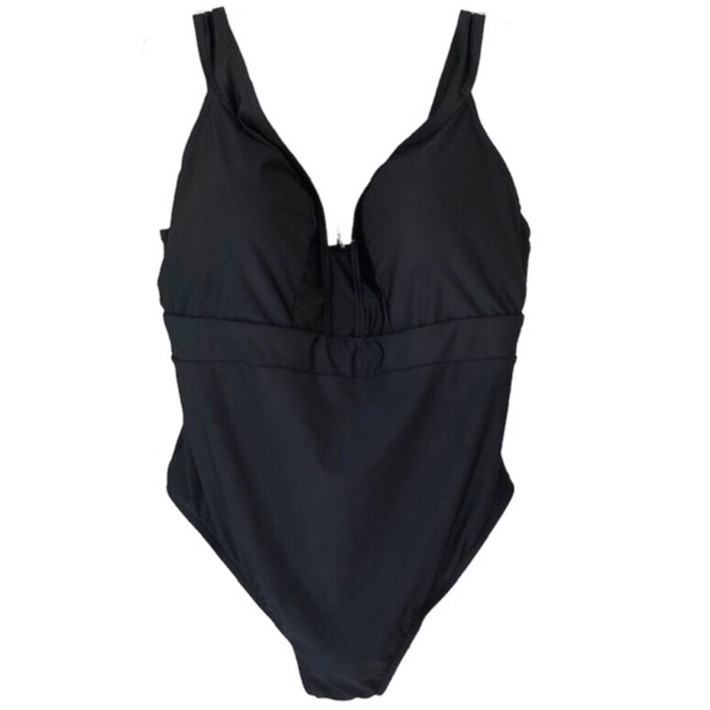 Swimsuits For all Build in‎ Cups Solid Black One Piece Swimwear Size 20